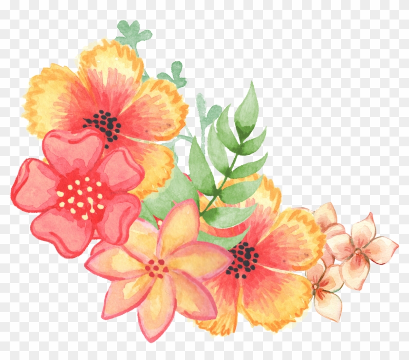 Hawaiian Flowers Clipart 12, - Transparent Watercolor With Flowers #275807
