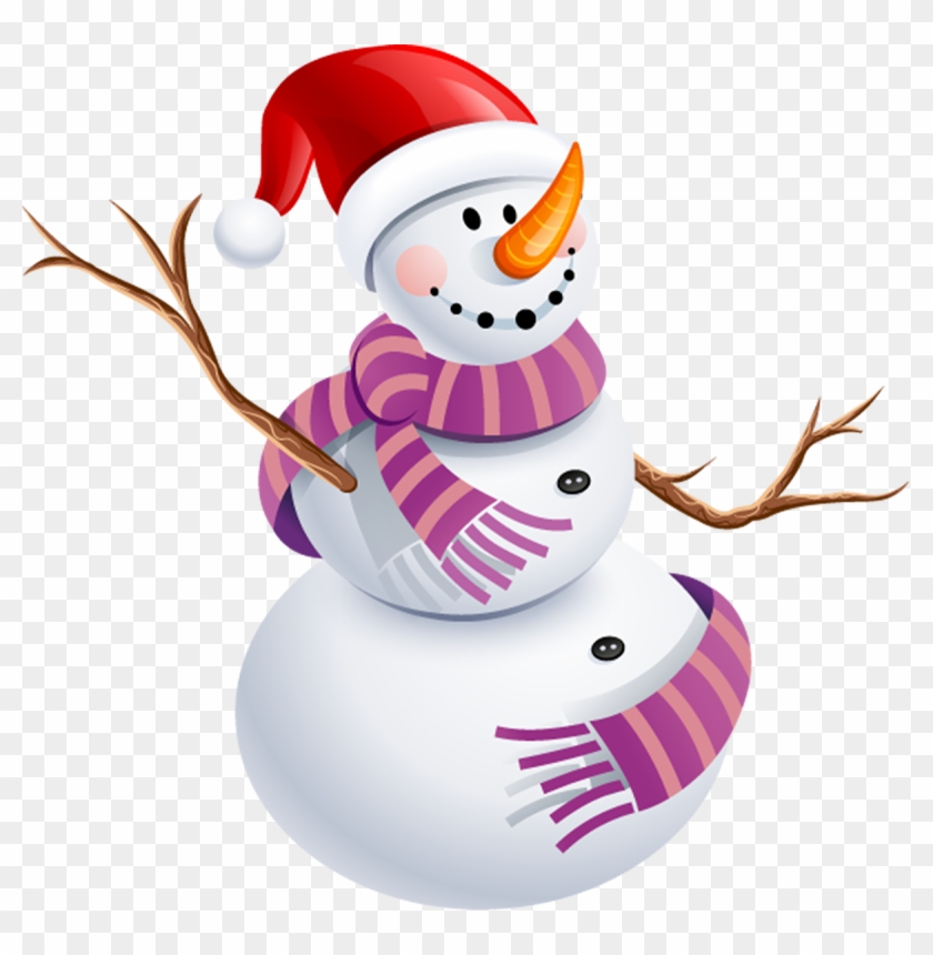 Snowman With Purple Scarf Png Picture - Snow Man Png #276786