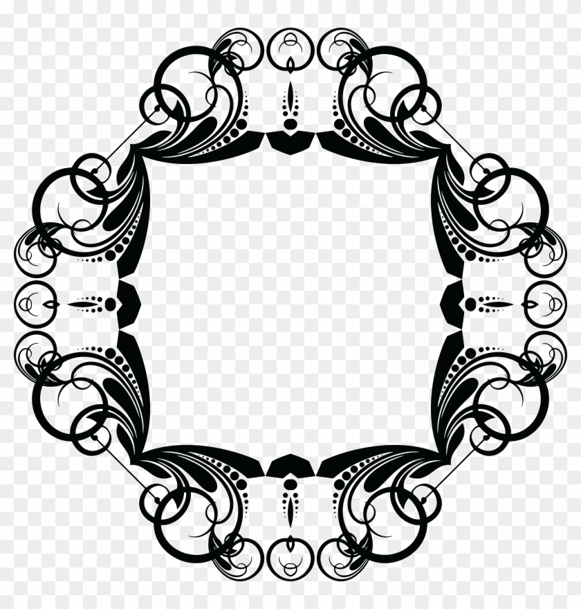 Free Clipart Of A Frame Design Element - Black And White Flower Circle Border Pattern #277465