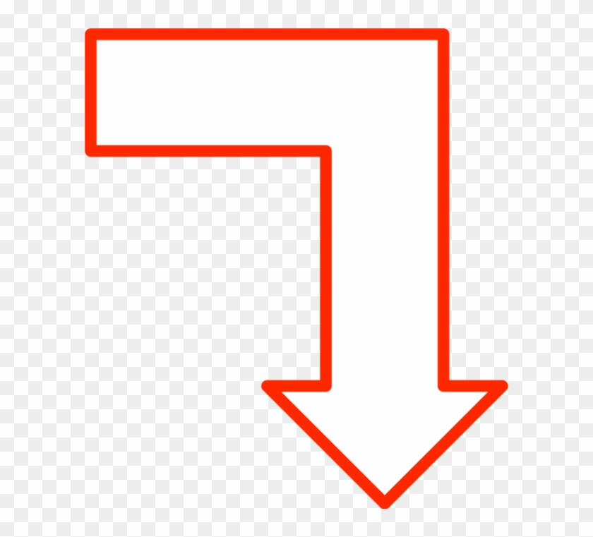 L Shape Arrow Pointing Down - Arrow Pointing Right Then Down #280819