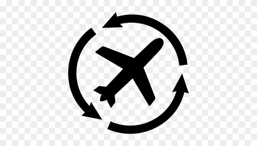 Airplane Silhouette With Arrows Circle Vector - Vector Graphics #282051