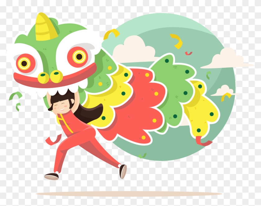Lion Dance Dragon Dance Chinese New Year - 舞 獅 元旦 卡通 #282979