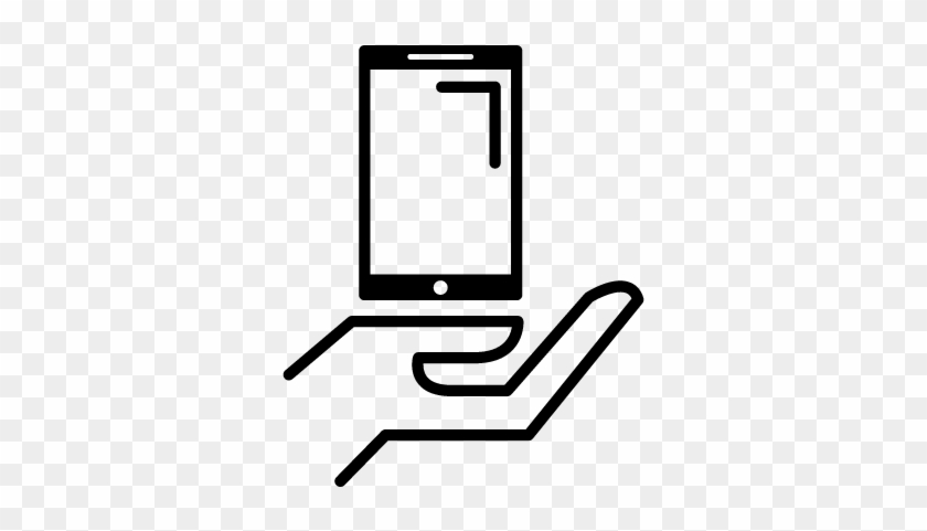 Open Hand Outline Holding Cellphone Vector - Hand Holding Phone Vector Png #283425