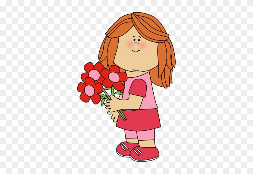 Flower Girl Clipart - Girl With Flowers Clip Art #283464