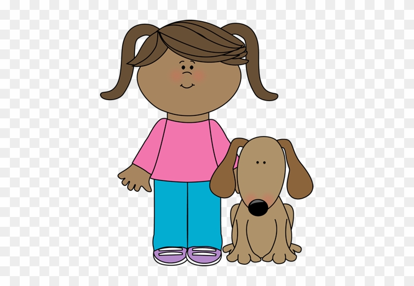 Girl With Pet Dog - Clipart Girl #283588