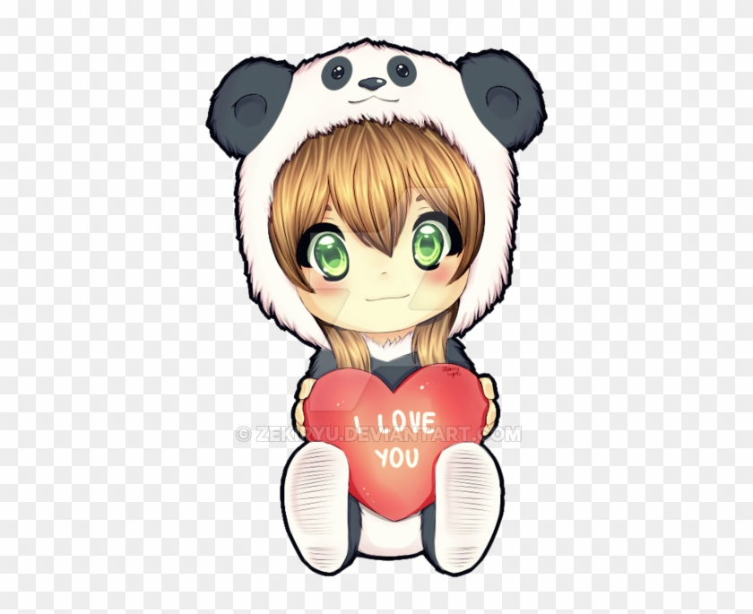 Panda Love By Zekiryu On Deviantart - Love You Anime Chibi #283747