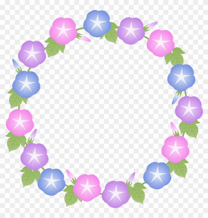 朝顔（あさがお）の花のリース風フレーム枠イラスト - Illustration #285447