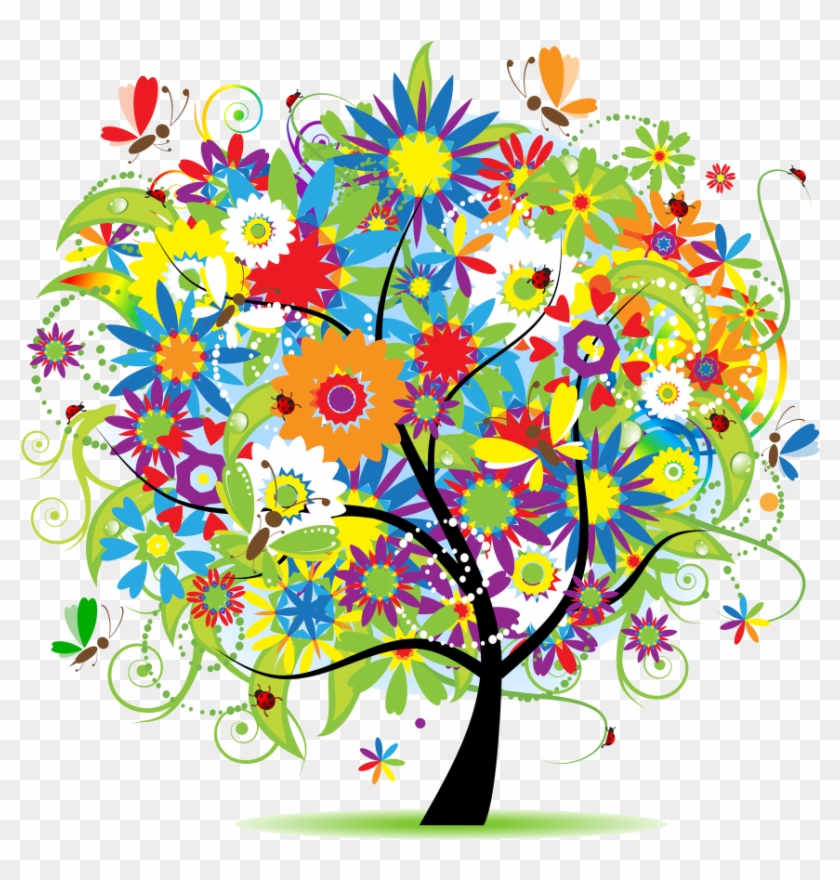 Floral Tree Beautiful Vector Clip Art - 2018 Daily Planner: Large 8 X 10 Daily And Monthly #285764