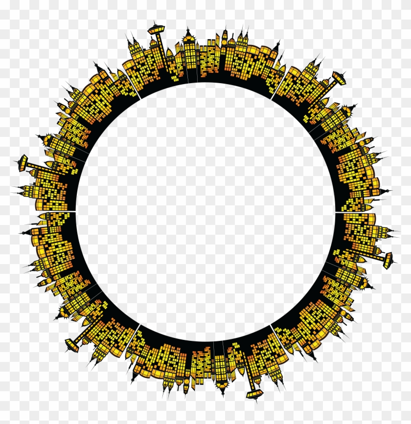 Free Clipart Of A Circular Frame Of Glowing City Buildings - Cafepress ! Samsung Galaxy S8 Plus Case #286224