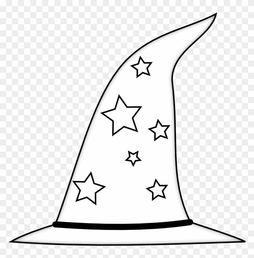 Chpeau De Sorcier Wizard Hat Black White Line Art 999px - Clip Art #287855
