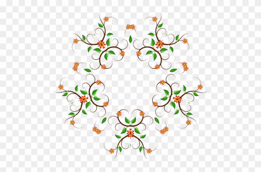 Five Prong Color Floral Tree Design Vector Graphics - Vector Graphics #288131