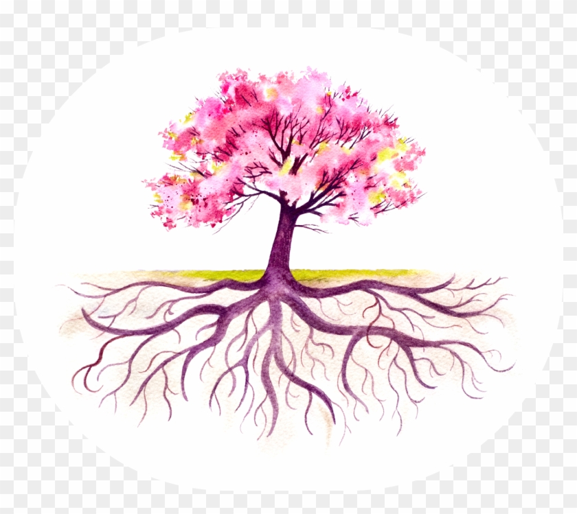 Blooming Tree With A Strong Root System Royalty Free - Fall Tree With Roots #289795