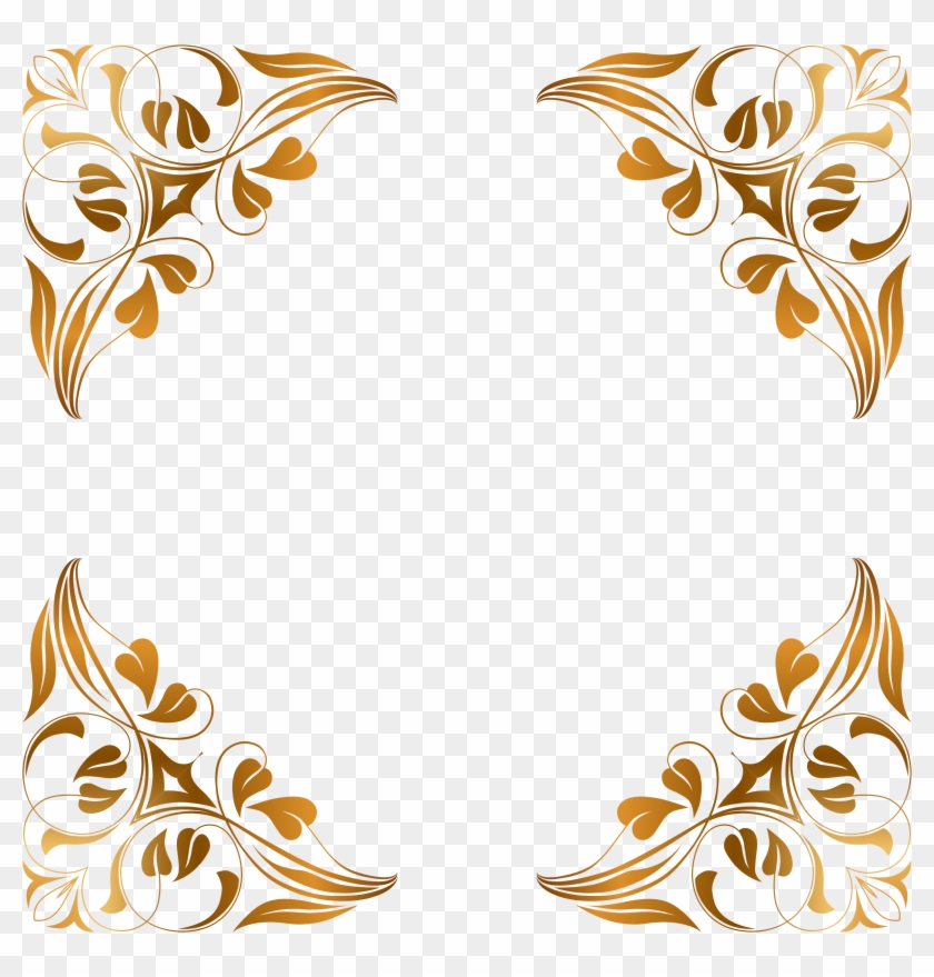 28 Collection Of Frame Design Flower Clipart - Gold Floral Border Png #291079