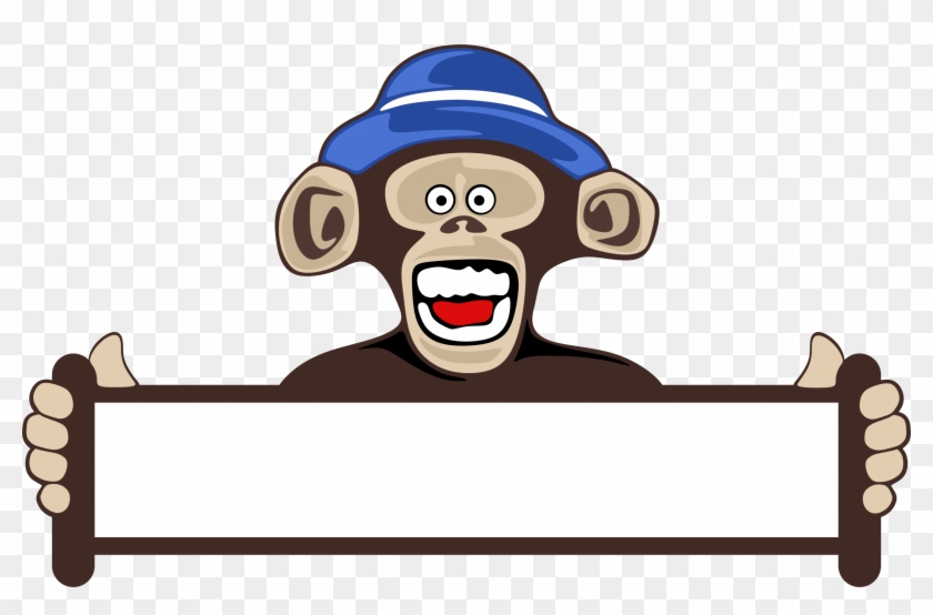 Monkey Holding Blank Sign - Funny Happy New Year 2018 #291192
