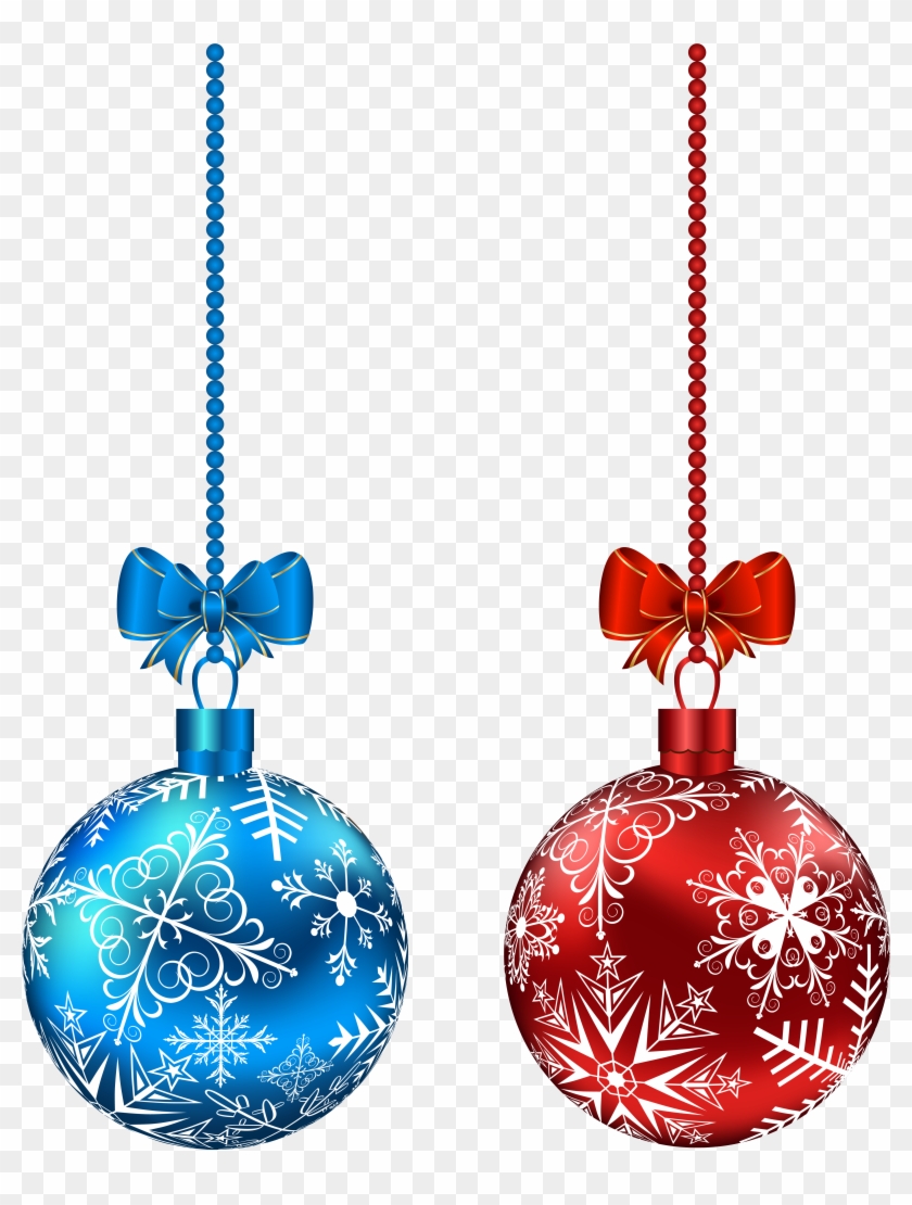 Blue And Red Hanging Christmas Balls Png Clip - Red And Blue Christmas Ornaments #291344