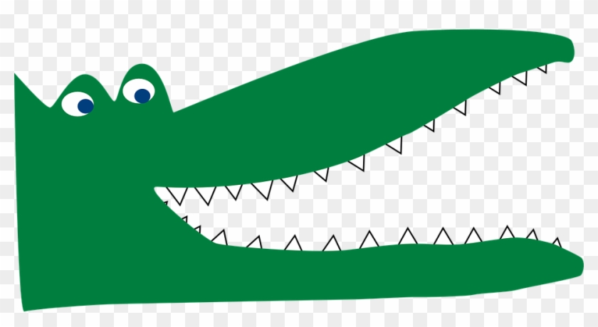 Crocodile Lizard Eyes Green Mouth Sharp Da - Crocodile Cartoon Mouth Open #293346