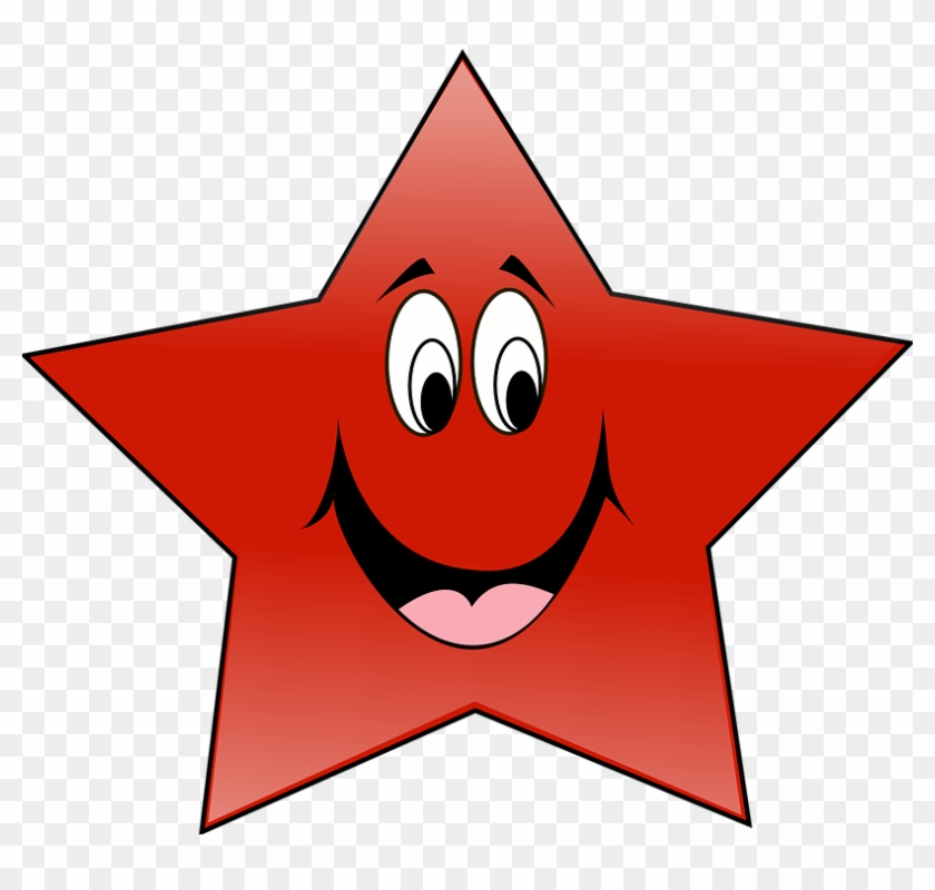 Star, Laughing, Laugh, Tattoos, Funny, Smiling, Smile - Smiling Red Star Shower Curtain #293749