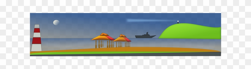 Seashore Beach, Evening, Lighthouse, Seashore - Clip Art #295165