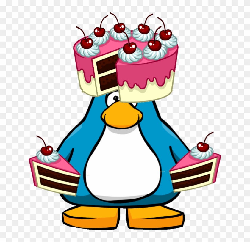 Cake Hat And Cake Hand Item - Club Penguin Hand Items #297046