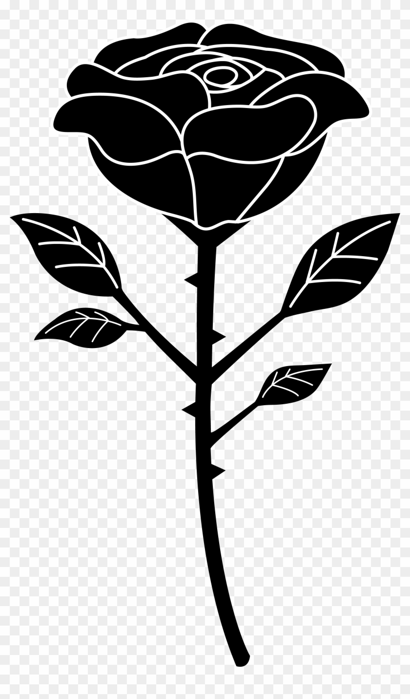 Elegant Rose Clip Art Black And White Medium Size - Clip Art Black And White #298023