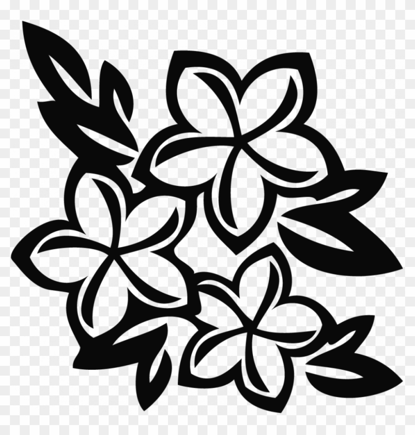 Coloring Pages Drawn Hawaiian Flowers Flower Black - Plumeria Flower Clip Art #298993