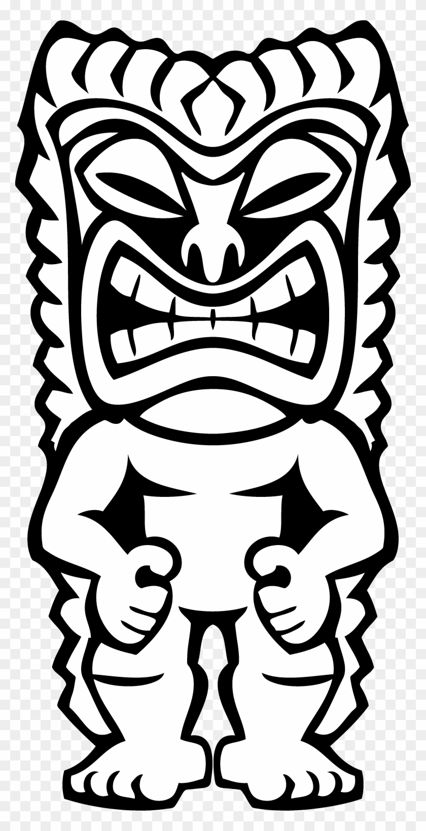 Elegant Hawaiian Clip Art Black And White - Tiki Face Coloring Page #299197