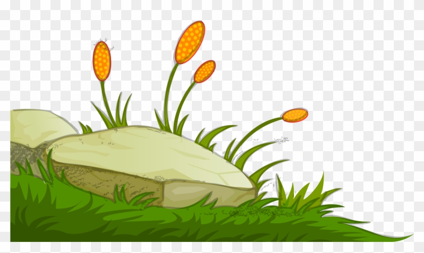 Flowers Stone Edge - Cartoon Grass Png #299544