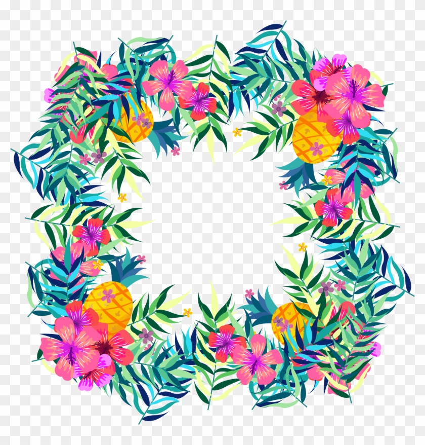 Flower Tropics Fruit Clip Art - Transparent Tropical Flower Border #300109