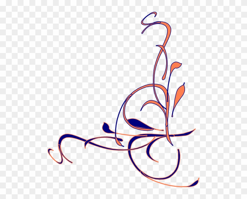 Floral - Navy And Coral Flower Clip Art #300728