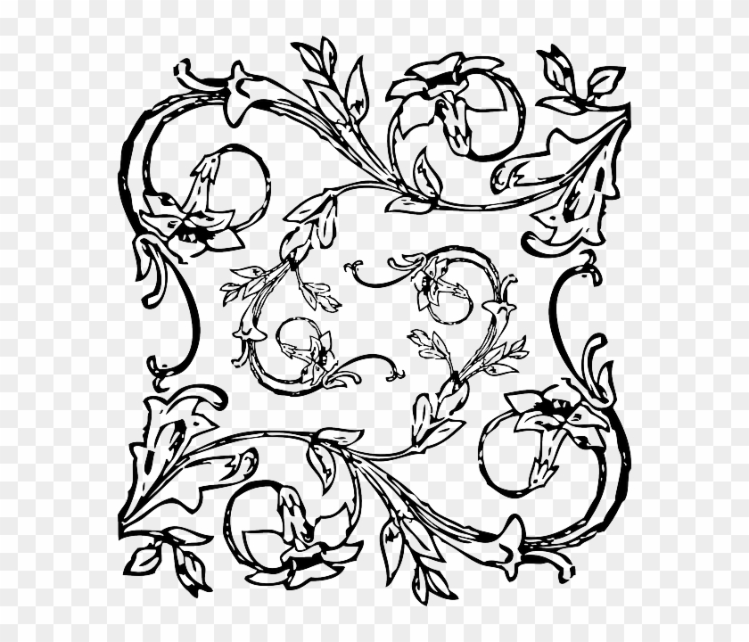 Border Decorations, Tribal, Design, Flower, Flowers, - Flower Border Png #301135
