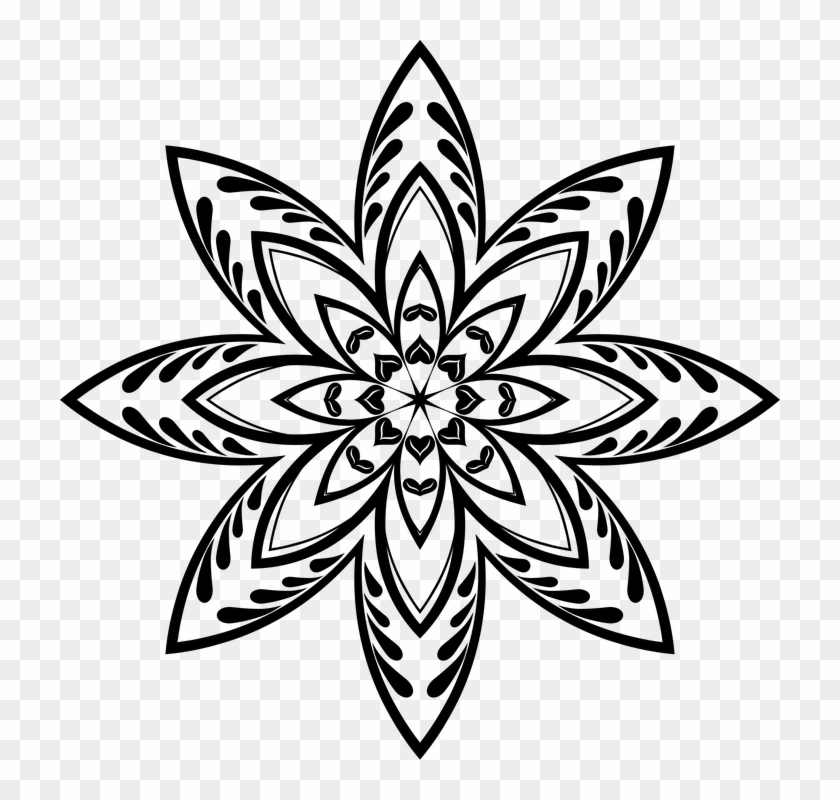 Flower, Star, Abstract, Geometric, Line Art, Silhouette - Flower #303521