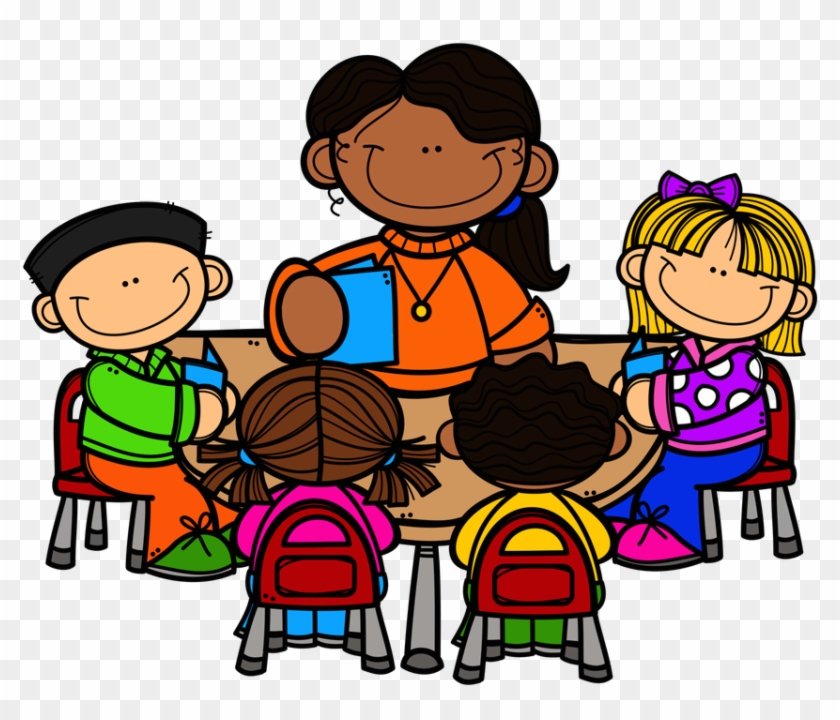 Teacher Reading Table Clipart - Teacher And Students Clipart #304045