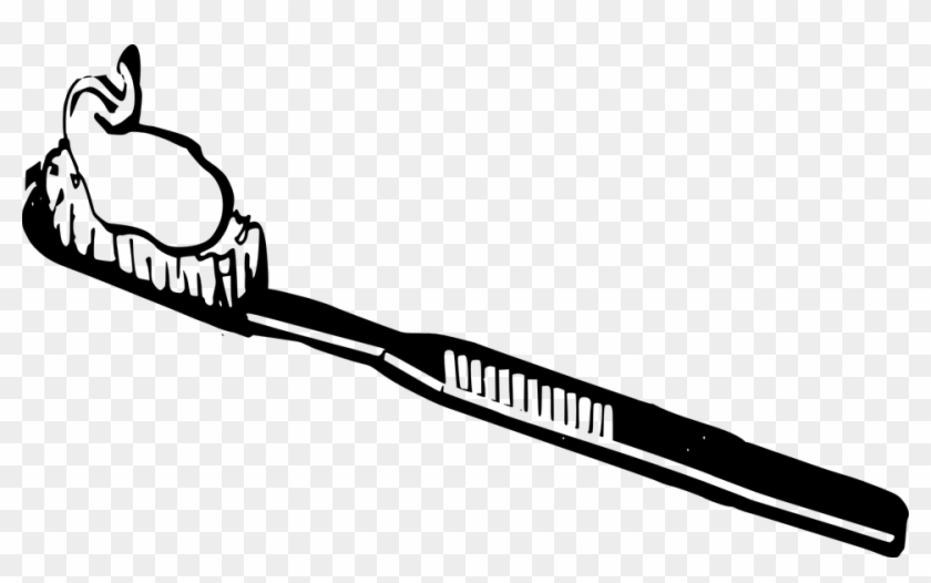 Place A Pea-sized Dab Of Fluoride Toothpaste On The - Black And White Toothbrush #304502