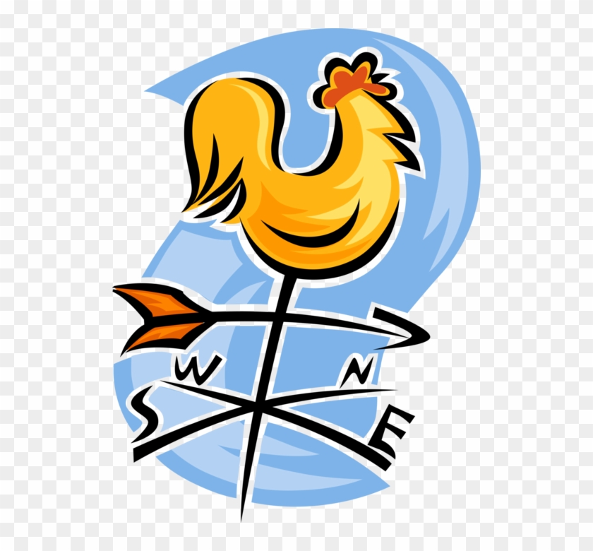 Vector Illustration Of Weather Vane Or Weathercock - Clip Art #305639