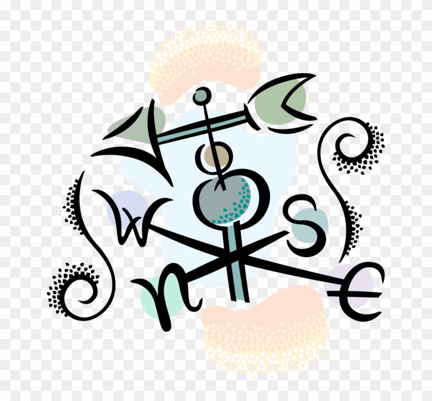 Vector Illustration Of Weather Vane Or Weathercock - Vector Illustration Of Weather Vane Or Weathercock #305648