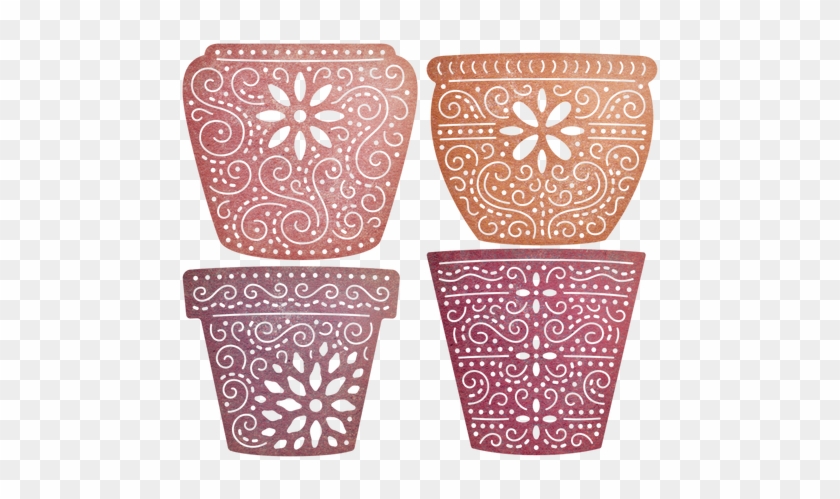 Cheery Lynn Designs Flower Pots 4 Piece Die Set Cut - Cheery Lynn Designs Die Flower Pots, 1.625"x1.375" #306075