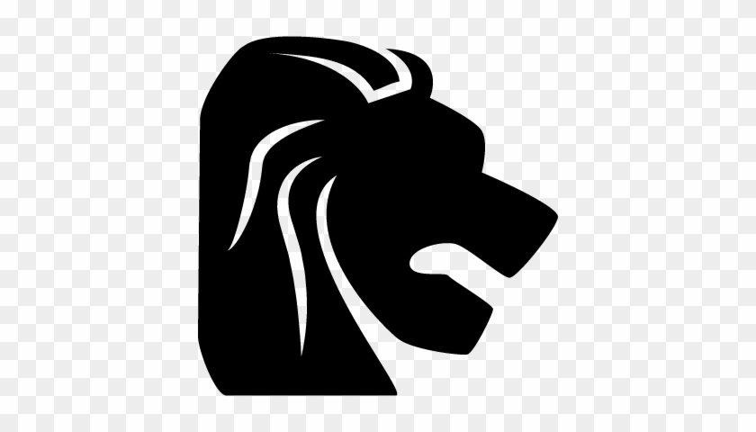 Leo Zodiac Symbol Of Lion Head From Side View Vector - Lion Head Black Icon Png #306589