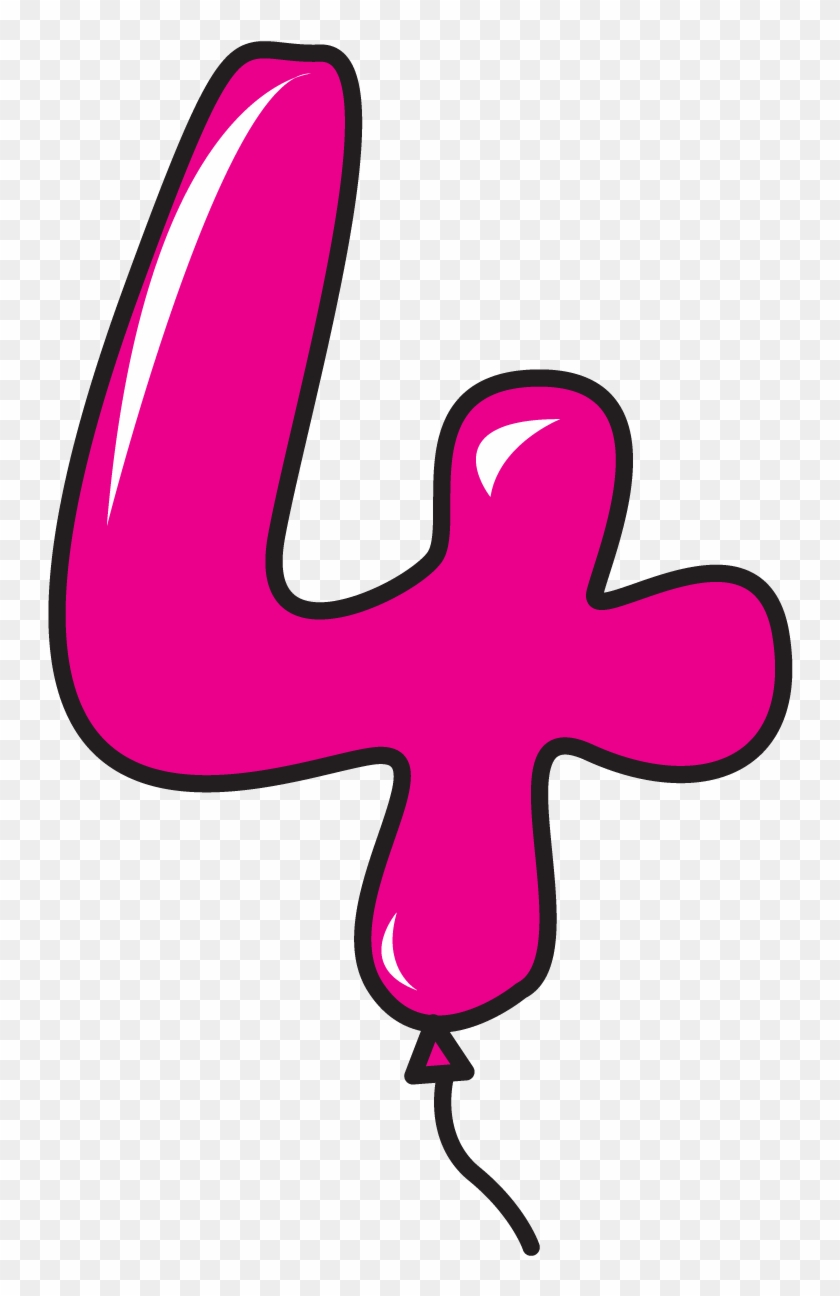 Pink Balloon Clip Art - Number 4 Balloon Png #306695