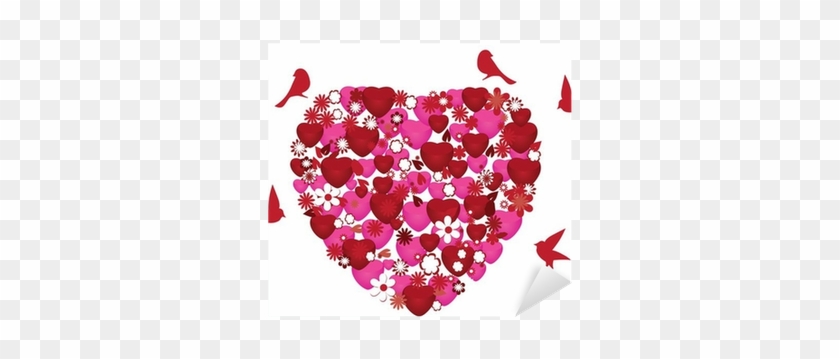 Vinilo Pixerstick Corazón De Vectores De Flores, Corazones - Illustration #307974