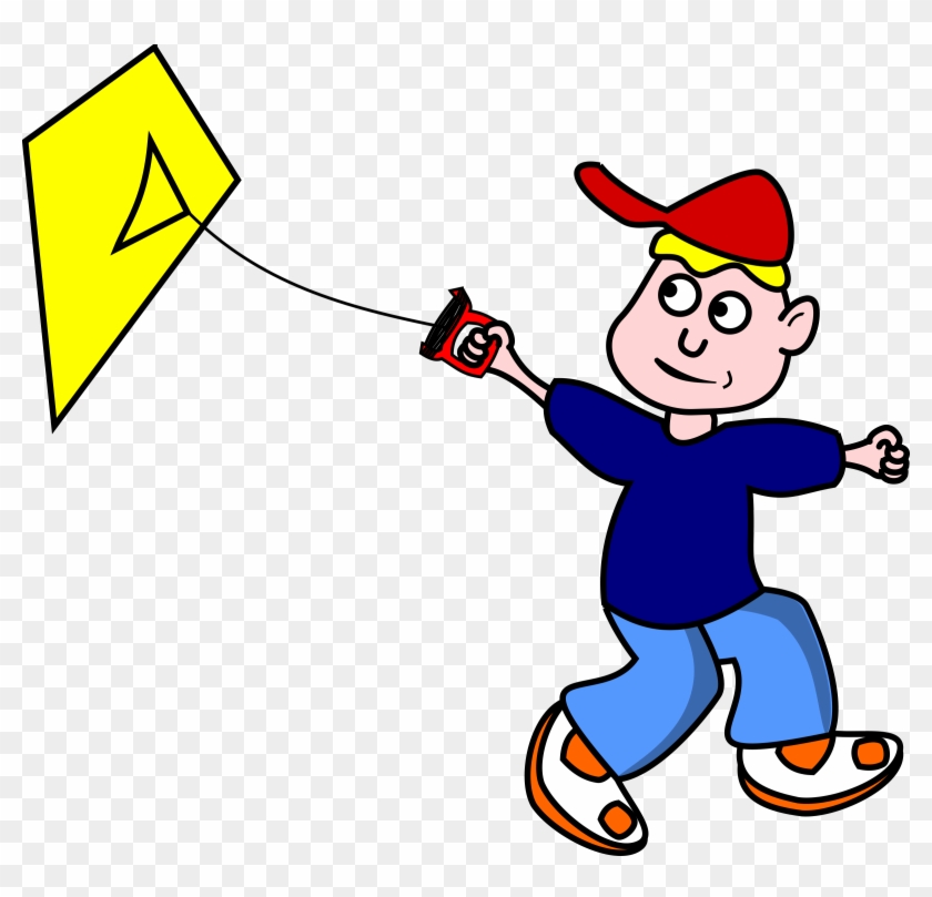 Two Boy Friends Clipart - Cartoon Flying A Kite #55923