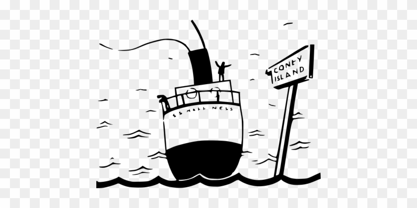 Cruise Ship, Cruise, Water, Silhouette - Sailing Ship Cartoon #56433