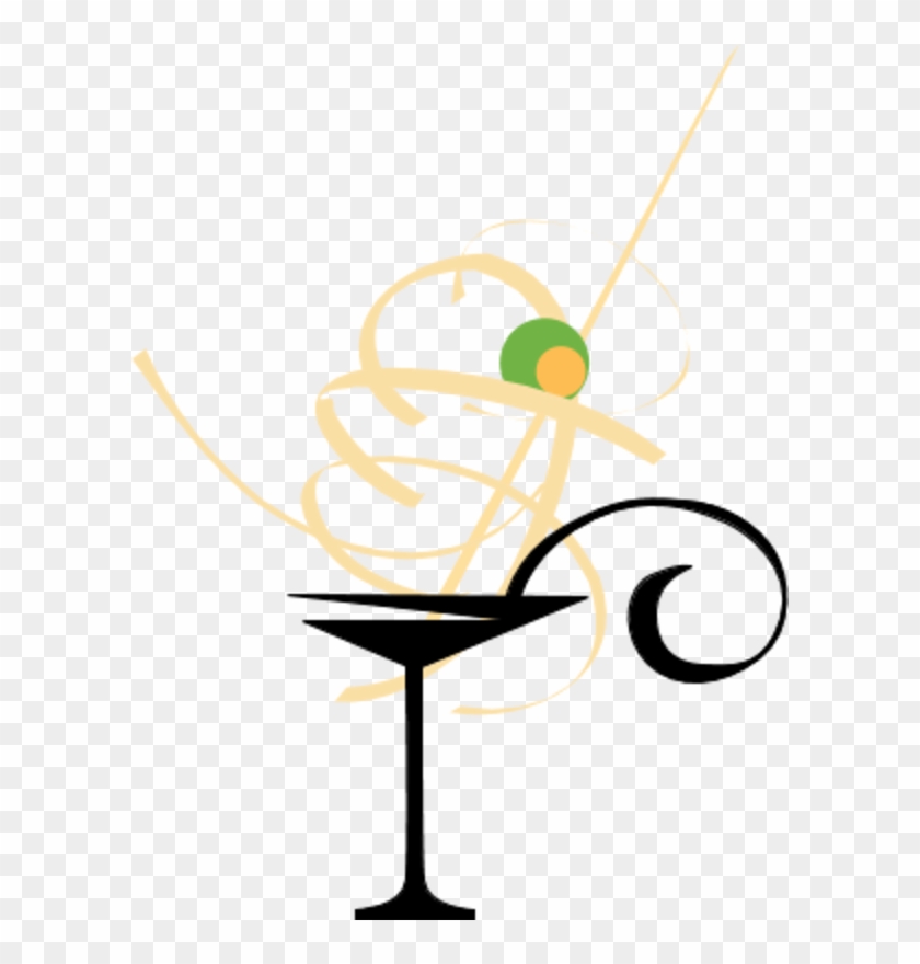 Martini Drink In A Fancy Glass With Olive - Martini Glass Clip Art #57944