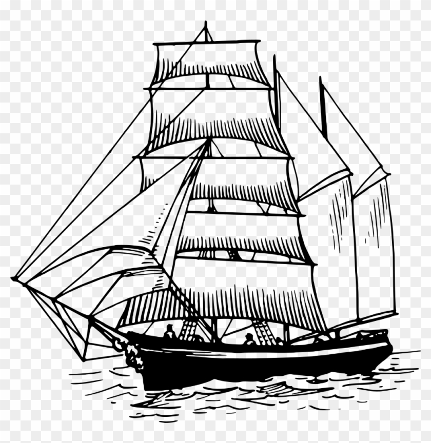Sailing Ship - Yatch Clipart Black And White #58278