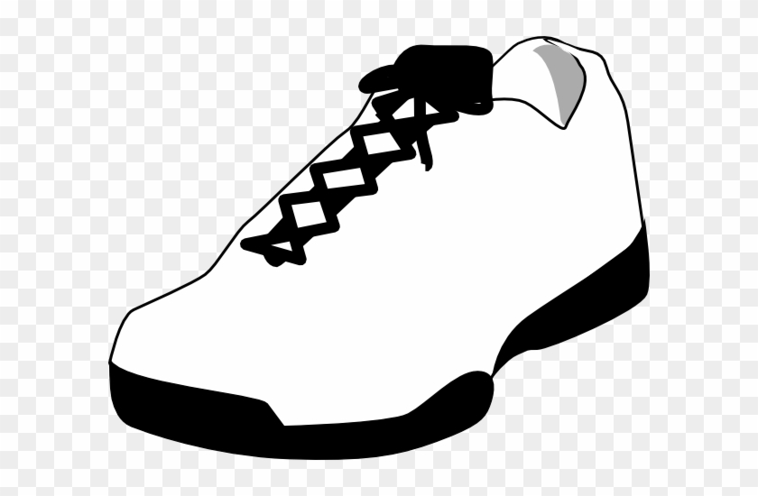 Tennis Shoe Shoe Outline White Clip Art At Vector Clip - Black And White Shoe #58466