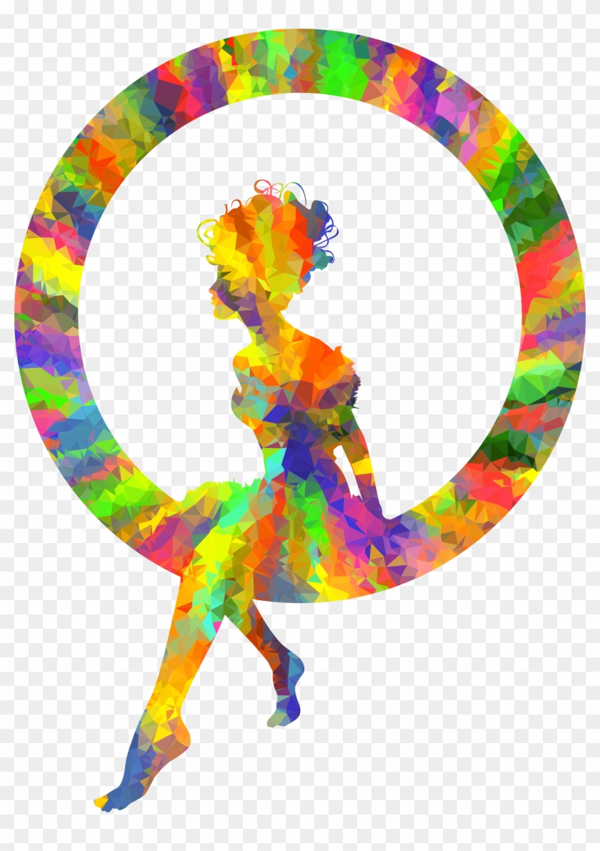 Poly Splash Of Color Fairy Sitting In A Circle Silhouette - Color Splash Transparent Png #58858
