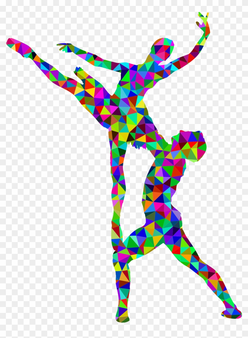 Prismatic Low Poly Woman And Man Ballet Silhouette - Men Ballet Silhouette Colorful #59971
