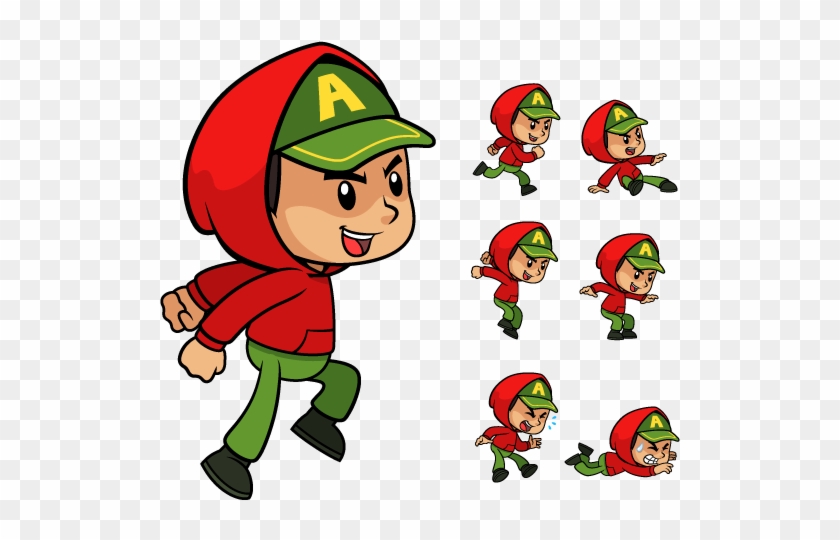 Red Hoodie Boy Game Sprites - 2d Character Hoodie #308393