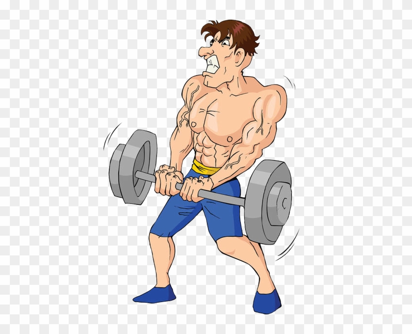 Weight Training Olympic Weightlifting Cartoon Illustration - Fitness Caricature #309245