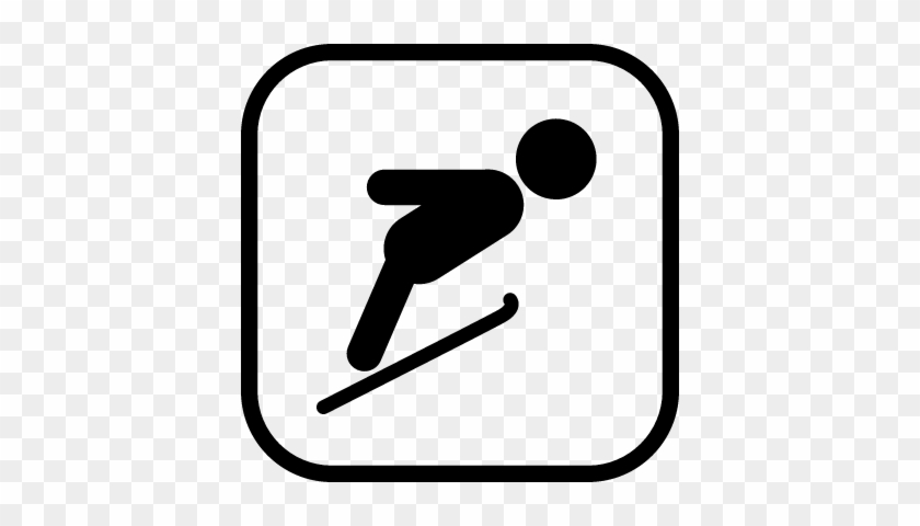 Jumping Ski Sign Vector - Drinking Fountain Clipart Black And White #311169