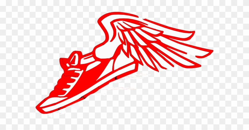 Red Clipart Running Shoe - Red Shoe With Wings Logo #312676